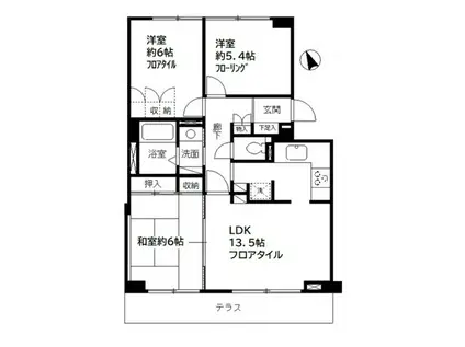 グロースメゾン海神A棟(3LDK/1階)の間取り写真