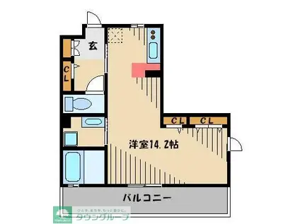 ヴューテラス(ワンルーム/1階)の間取り写真