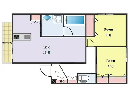 下馬4丁目メゾン(2LDK/2階)の間取り写真