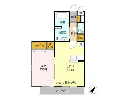 バニュルスIV(1LDK/3階)の間取り写真