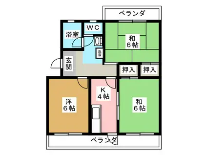 第一鞠子ロイヤルハイツ(3K/3階)の間取り写真