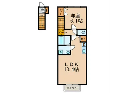 スカイシティ四つ木(1LDK/2階)の間取り写真