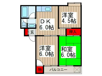 ハイツ荻島(3DK/1階)の間取り写真