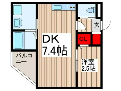 MARK DUO三郷(1DK/3階)の間取り写真