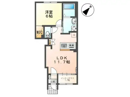 スターテラスII瀬戸(1LDK/1階)の間取り写真