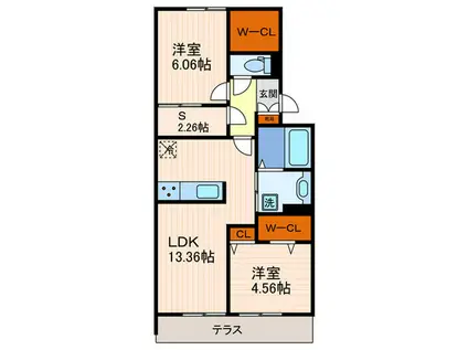 ジラソーレ(2SLDK/1階)の間取り写真