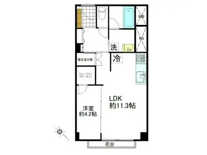 ヴィラ赤坂(1LDK/5階)の間取り写真