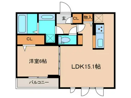 NICE社台(1LDK/3階)の間取り写真