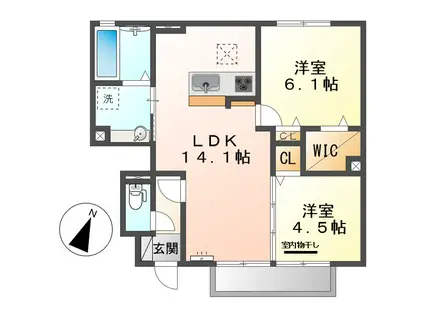 アドラブールE(2LDK/1階)の間取り写真