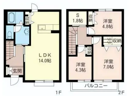 ドルフ桜丘2(3SLDK/1階)の間取り写真