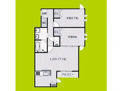 リアンコート(2LDK/1階)の間取り写真