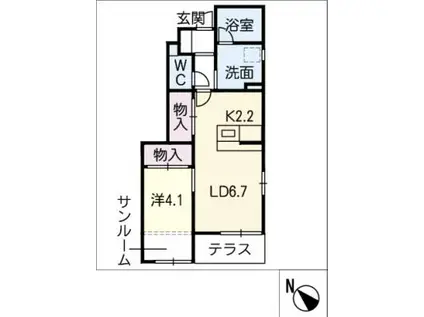 アステール(1LDK/1階)の間取り写真