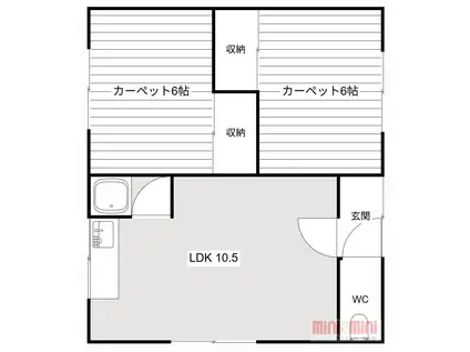 みどり荘(2LDK/2階)の間取り写真