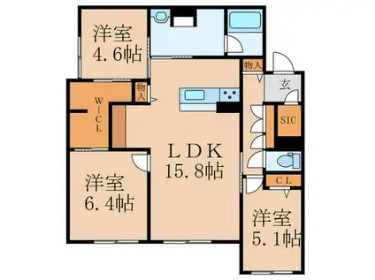 ベレオ青葉(3LDK/1階)の間取り写真