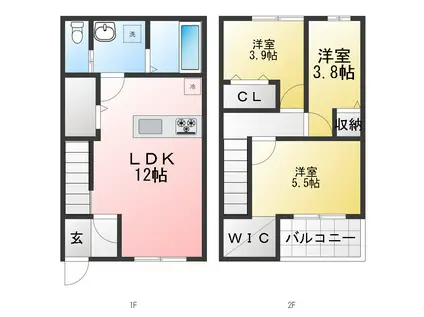 ハイデハウス(3LDK/1階)の間取り写真