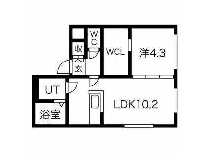 L/R N18(1LDK/3階)の間取り写真