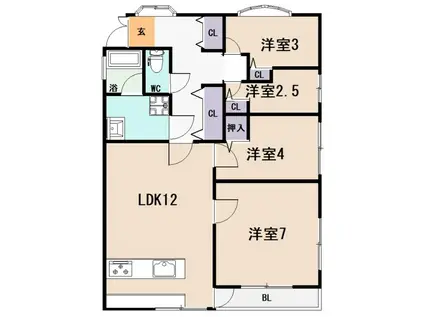 サイレンスハイム(4LDK/3階)の間取り写真