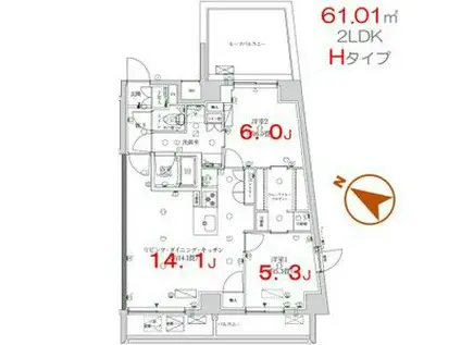 K-COURT押上(2DK/6階)の間取り写真