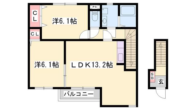 パストラル・ドミール(2LDK/2階)の間取り写真