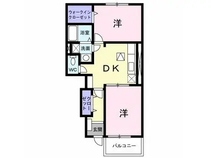 サンリットヴィラA(2DK/1階)の間取り写真