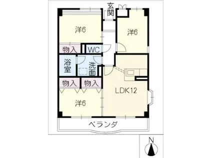 ランドマーク浜見(3LDK/3階)の間取り写真