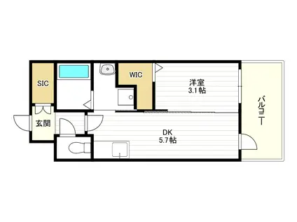 エステムコート大阪プリューム(1DK/5階)の間取り写真