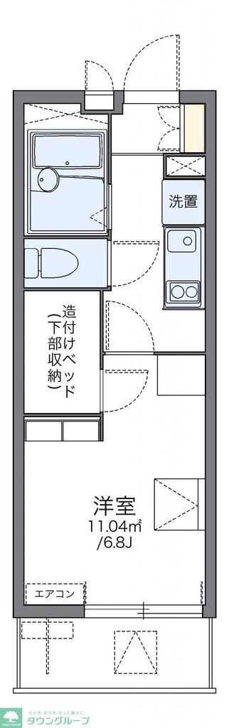 レオパレスワールド新船橋(1K/2階)の間取り写真