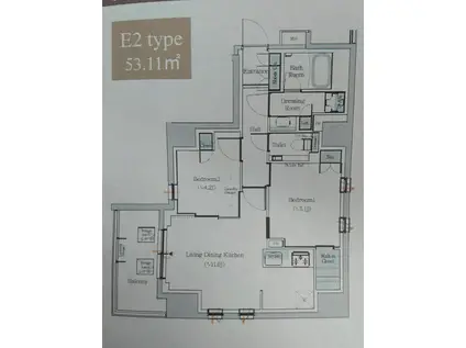 ワンルーフレジデンス中野(2LDK/7階)の間取り写真
