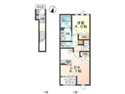びゅうマルシェ1(1LDK/2階)の間取り写真