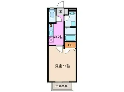 グリーンタウン参番館(1K/2階)の間取り写真