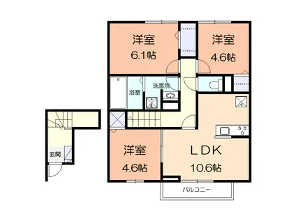 サニーウェル(3LDK/2階)の間取り写真