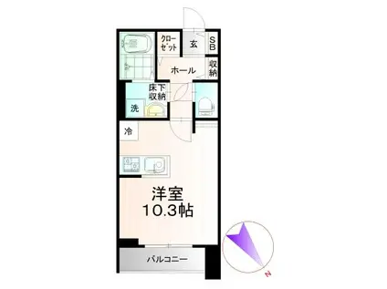 パークアヴェニュー新浦安(ワンルーム/1階)の間取り写真