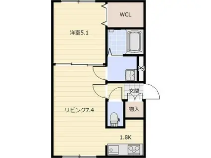 リシェス新川(1LDK/2階)の間取り写真