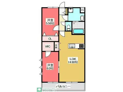 DCALMERIO浦和(2LDK/2階)の間取り写真