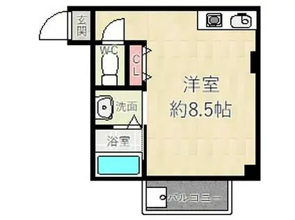 UN DEMI(ワンルーム/2階)の間取り写真