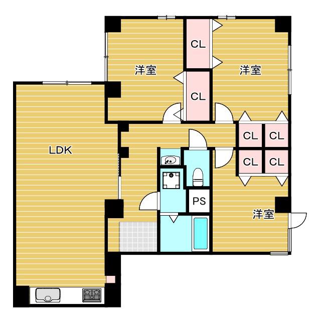 エステートピア緑地(3LDK/1階)の間取り写真