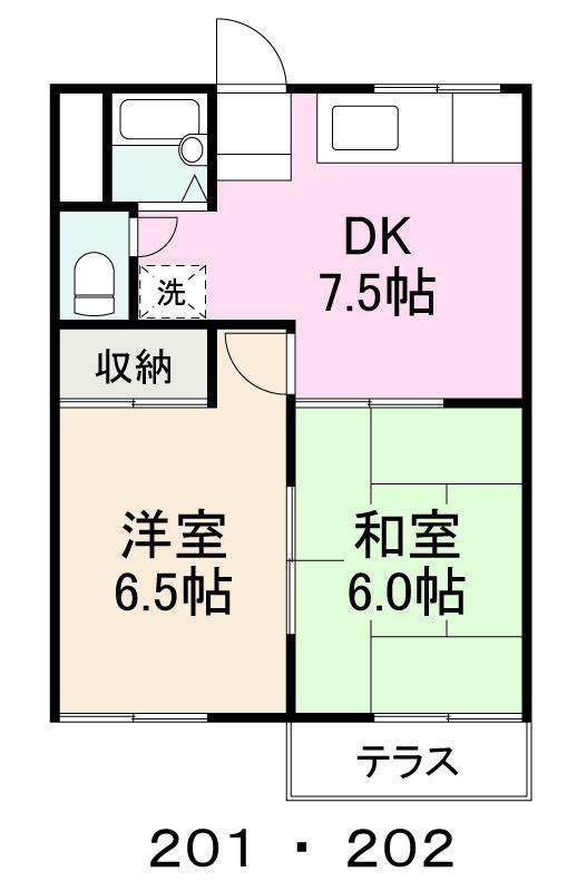 グレースハイム(2DK/2階)の間取り写真