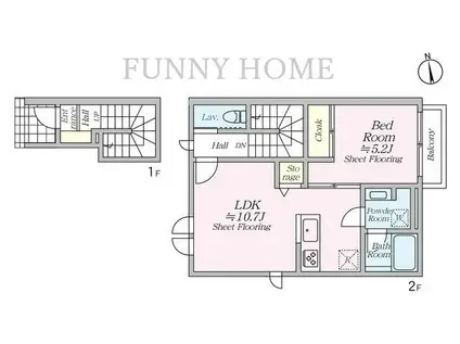 オルキデ蘆花公園 弐番館(1LDK/2階)の間取り写真