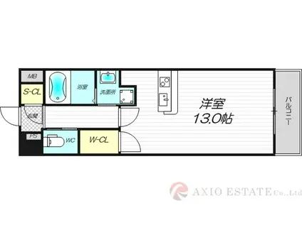 サンレムート新大阪イーストIII(ワンルーム/13階)の間取り写真