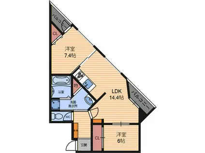 阪神ハイグレードマンション7番館(2LDK/6階)の間取り写真