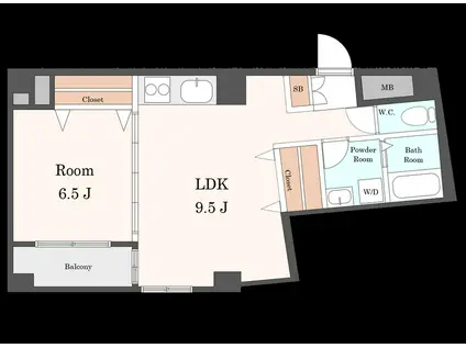 フルーリール(1LDK/1階)の間取り写真