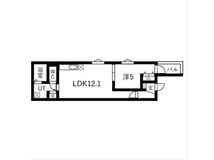 BC生駒C(1LDK/1階)の間取り写真