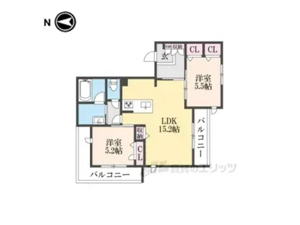 REVE AU-DELA(2LDK/2階)の間取り写真