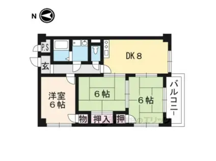 オークハイツ(3DK/1階)の間取り写真