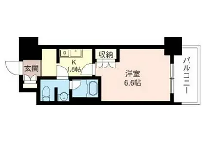 エスティメゾン武蔵小金井(1K/6階)の間取り写真