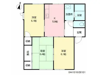 サンフラワー武蔵野台D(3K/1階)の間取り写真