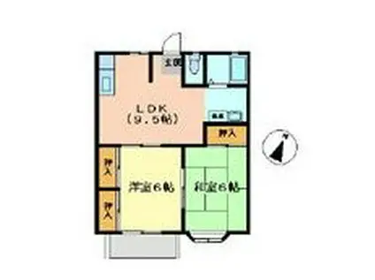 グランボヌールOKAMOTO(2DK/1階)の間取り写真