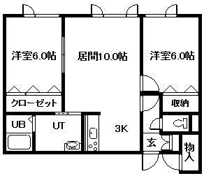 グランピアKAGURA610(2LDK/1階)の間取り写真