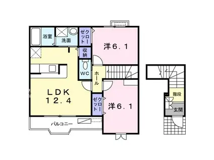 グランディールB(2LDK/2階)の間取り写真