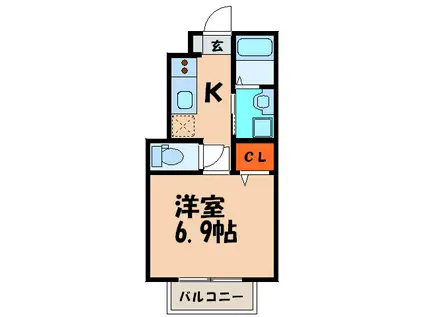 サンフォルテB棟(1K/1階)の間取り写真
